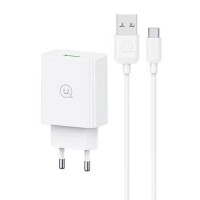 USAMS φορτιστής τοίχου SCXLTZ01 με καλώδιο micro USB, USB, 18W, λευκός