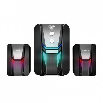 Aula N-189 Ηχεία Υπολογιστή 2.1 με RGB Φωτισμό και Ισχύ 5W σε Μαύρο Χρώμα