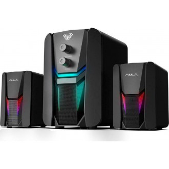 Aula N-189 Ηχεία Υπολογιστή 2.1 με RGB Φωτισμό και Ισχύ 5W σε Μαύρο Χρώμα