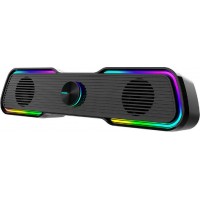 Aula AUL-N-169B Ηχεία Υπολογιστή 2.0 με RGB Φωτισμό και Ισχύ 3W σε Μαύρο Χρώμα