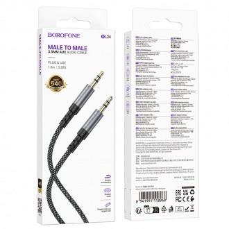 Καλώδιο Borofone AUX BL24 Graceful – από βύσμα 3,5mm σε βύσμα 3,5mm – 1 μέτρο μαύρο