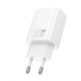 Hoco Φορτιστής Χωρίς Καλώδιο με Θύρα USB-C 30W Power Delivery / Quick Charge 3.0 Λευκός (N62)