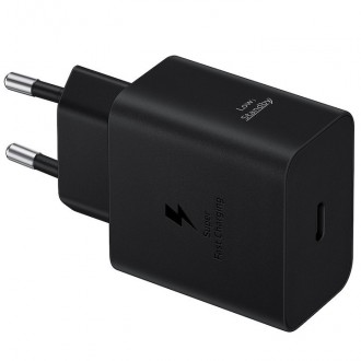 Samsung Φορτιστής με Θύρα USB-C και Καλώδιο USB-C - USB-C 45W Power Delivery Μαύρος (EP-T4511X)