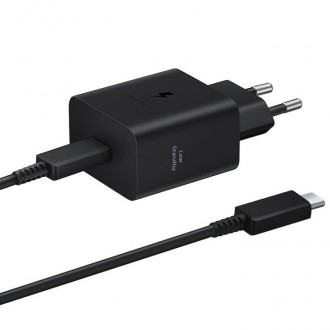 Samsung Φορτιστής με Θύρα USB-C και Καλώδιο USB-C - USB-C 45W Power Delivery Μαύρος (EP-T4511X)
