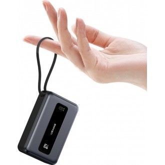 USAMS power bank CD243 με καλώδιο USB-C, 2x θύρες εξόδου, 20000mAh, 65W, γκρι