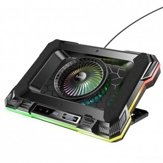 Laptop Cooler Hoco DH20 Μαύρο RGB με Ανεμιστήρακι 2200Rpm και Stand Κινητού για Φορητούς Υπολογιστές έως 19" Laptop Cooler Hoco DH20 Μαύρο RGB με Ανεμιστήρακι 2200Rpm και Stand Κινητού για Φορητούς Υπολογιστές έως 19"