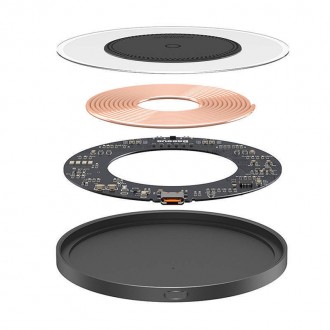 Baseus Ασύρματος Φορτιστής (Qi Pad) και Καλώδιο USB-C 15W Μαύρος (Simple 2 BS-W530)