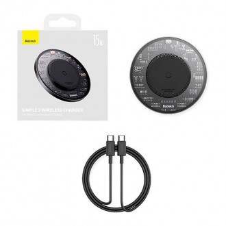 Baseus Ασύρματος Φορτιστής (Qi Pad) και Καλώδιο USB-C 15W Μαύρος (Simple 2 BS-W530)