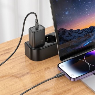 Hoco Φορτιστής με Θύρα USB-C και Καλώδιο USB-C - Lightning 30W Power Delivery / Quick Charge 3.0 Μαύρος (N62)