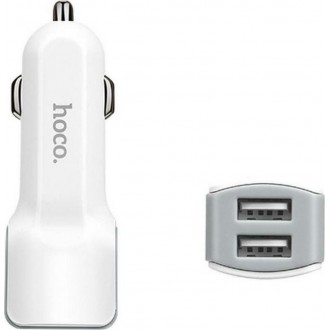 Hoco Φορτιστής Αυτοκινήτου Z23 12W 2.4A Γρήγορης Φόρτισης με Θύρες: 2xUSB Λευκός