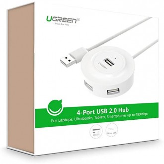 USB 2.0 Hub 4 Θέσεων UGREEN CR106 20277 Μαύρο