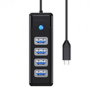 ORICO USB hub PW4U-C3, 4x θυρών, USB 3.0, 5Gbps, USB-C σύνδεση, μαύρο