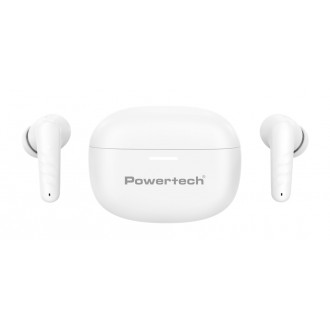 POWERTECH earphones με θήκη φόρτισης PT-1432, True Wireless, 35/300mAh, λευκά