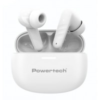 POWERTECH earphones με θήκη φόρτισης PT-1432, True Wireless, 35/300mAh, λευκά