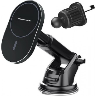POWERTECH ασύρματος φορτιστής & βάση αυτοκινήτου PT-1241, 15W, μαύρος