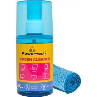 POWERTECH σπρέι καθαρισμού οθόνης PT-1312 με πανί μικροϊνών, 200ml