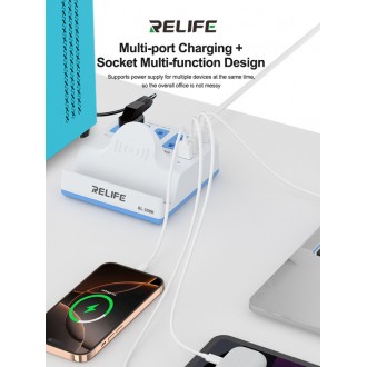 RELIFE σταθμός φόρτισης RL-309H, USB/3x USB-C/3x DC/wireless, 72W, λευκός