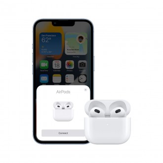 Apple AirPods (3rd generation) with MagSafe Charging Case Earbud Bluetooth Handsfree Ακουστικά με Αντοχή στον Ιδρώτα και Θήκη Φόρτισης Λευκά