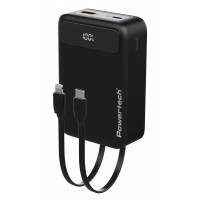 POWERTECH power bank PT-1504 με καλώδια & οθόνη, 20000mah, 22.5W, μαύρο