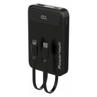 POWERTECH power bank με καλώδια και οθόνη PT-1417 10000mAh, 22.5W, μαύρο