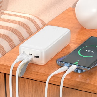 Hoco J111B Power Bank 30000mAh με 2 Θύρες USB-A και Θύρα USB-C Λευκό