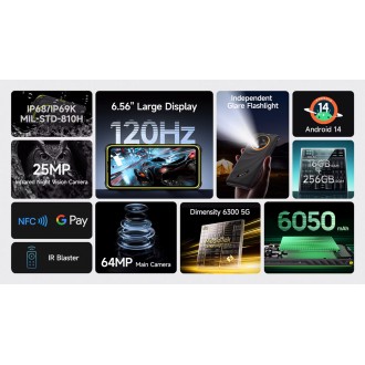 ULEFONE smartphone Armor X31 Pro, 6.56", 8/256GB, 5G, 6050mAh, IP68/IP69K,