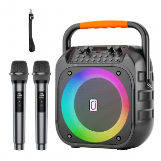 JYX φορητό ηχείο T26-T με 2x μικρόφωνα, 20W, 4000mah, LED, μαύρο