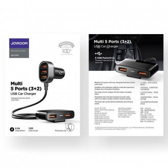 Joyroom JR-CL03 Φορτιστής Αυτοκινήτου 21W 6.2A με Θύρες: 5xUSB Μαύρο Χρώμα
