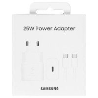 Samsung Φορτιστής με Θύρα USB-C και Καλώδιο USB-C - USB-C 25W Power Delivery Λευκός