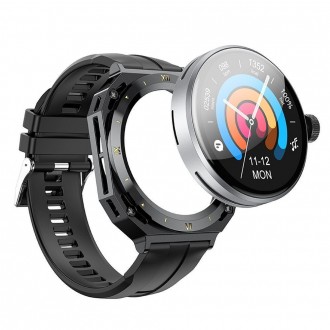 Smartwatch Hoco Y14 IP67 IPS Οθόνη 1.32" 200mAh V5.0 με Δυνατότητα Κλήσεων και 2 Λουράκια Μαύρο/Άσπρο