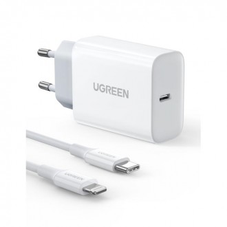 Φορτιστής Σπιτιού PD 20W UGREEN CD137 50698, με καλώδιo Lightning Λευκό