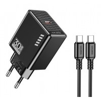 KAKUSIGA φορτιστής τοίχου KSC-1242 με καλώδιο USB-C, USB-C, 30W, μαύρος