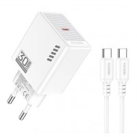 KAKUSIGA φορτιστής τοίχου KSC-1242 με καλώδιο USB-C, USB-C, 30W, λευκός
