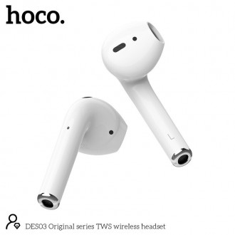 Hoco DES03 Plus Earbud Bluetooth Handsfree Ακουστικά με Θήκη Φόρτισης Λευκά