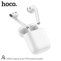 Hoco DES03 Plus Earbud Bluetooth Handsfree Ακουστικά με Θήκη Φόρτισης Λευκά