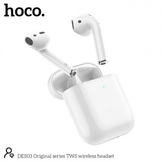 Hoco DES03 Plus Earbud Bluetooth Handsfree Ακουστικά με Θήκη Φόρτισης Λευκά