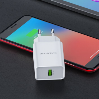 Φορτιστής τοίχου Borofone BN5 Jingrui – USB – QC 3.0 18W λευκό