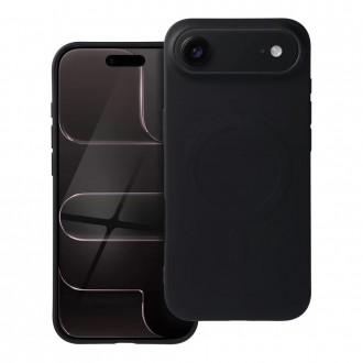 Θήκη Air SILICONE MAG COVER (μεγάλη τρύπα) συμβατή με MagSafe  για iPhone 17 AIR Μαύρη