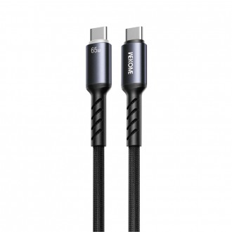 Καλώδιο Φόρτισης με LED WK WDC-C14 USB-C to USB-C 65W PD 1.2m Μαύρο