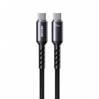 Καλώδιο Φόρτισης με LED WK WDC-C14 USB-C to USB-C 65W PD 1.2m Μαύρο