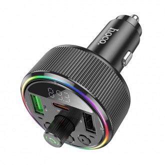 Πομπός FM αυτοκινήτου Hoco Bluetooth 2x USB-A + Type-C PD QC3.0 30W E82 μαύρο