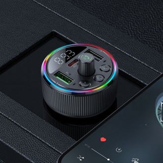 Πομπός FM αυτοκινήτου Hoco Bluetooth 2x USB-A + Type-C PD QC3.0 30W E82 μαύρο