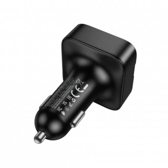 Bluetooth FM Transmitter Hoco E87 Delta 35W με 2xUSB-A και 1xUSB-C PD20W BT v5.4 Υποστηρίζει Αναπαραγωγή Μουσικής απο USB και Απάντηση Κλήσεων