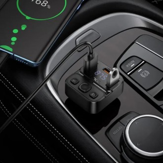 Bluetooth FM Transmitter Hoco E87 Delta 35W με 2xUSB-A και 1xUSB-C PD20W BT v5.4 Υποστηρίζει Αναπαραγωγή Μουσικής απο USB και Απάντηση Κλήσεων