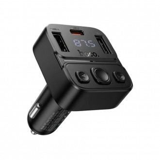 Bluetooth FM Transmitter Hoco E87 Delta 35W με 2xUSB-A και 1xUSB-C PD20W BT v5.4 Υποστηρίζει Αναπαραγωγή Μουσικής απο USB και Απάντηση Κλήσεων