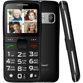 POWERTECH κινητό τηλέφωνο Sentry Eco V2, dual SIM, πλήκτρο SOS, μαύρο