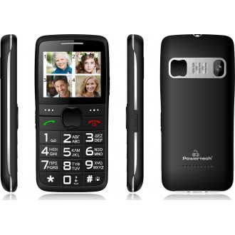 POWERTECH κινητό τηλέφωνο Sentry Eco V2, dual SIM, πλήκτρο SOS, μαύρο