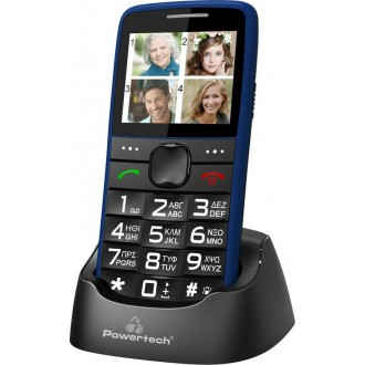 POWERTECH κινητό τηλέφωνο Sentry Eco V2, dual SIM, πλήκτρο SOS, μπλε