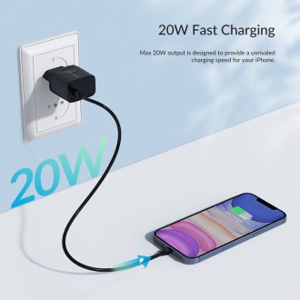 ORICO φορτιστής τοίχου PV20-C, USB-C, PD 20W, μαύρος