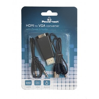 POWERTECH αντάπτορας HDMI 19pin σε VGA CAB-H076, audio jack, USB power
